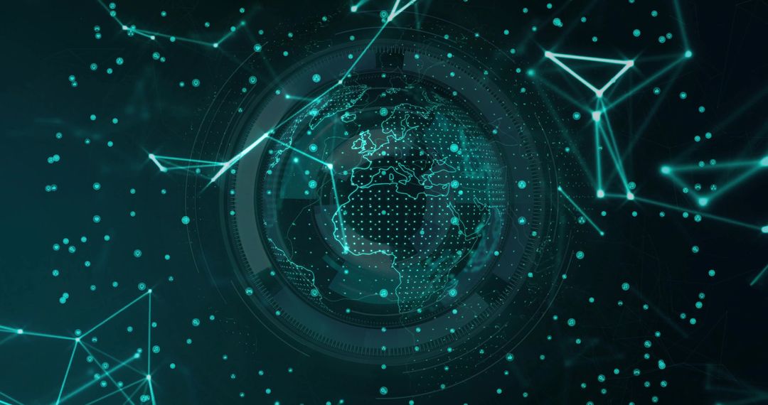 Futuristic Digital Globe with Dotted Continents and Connections