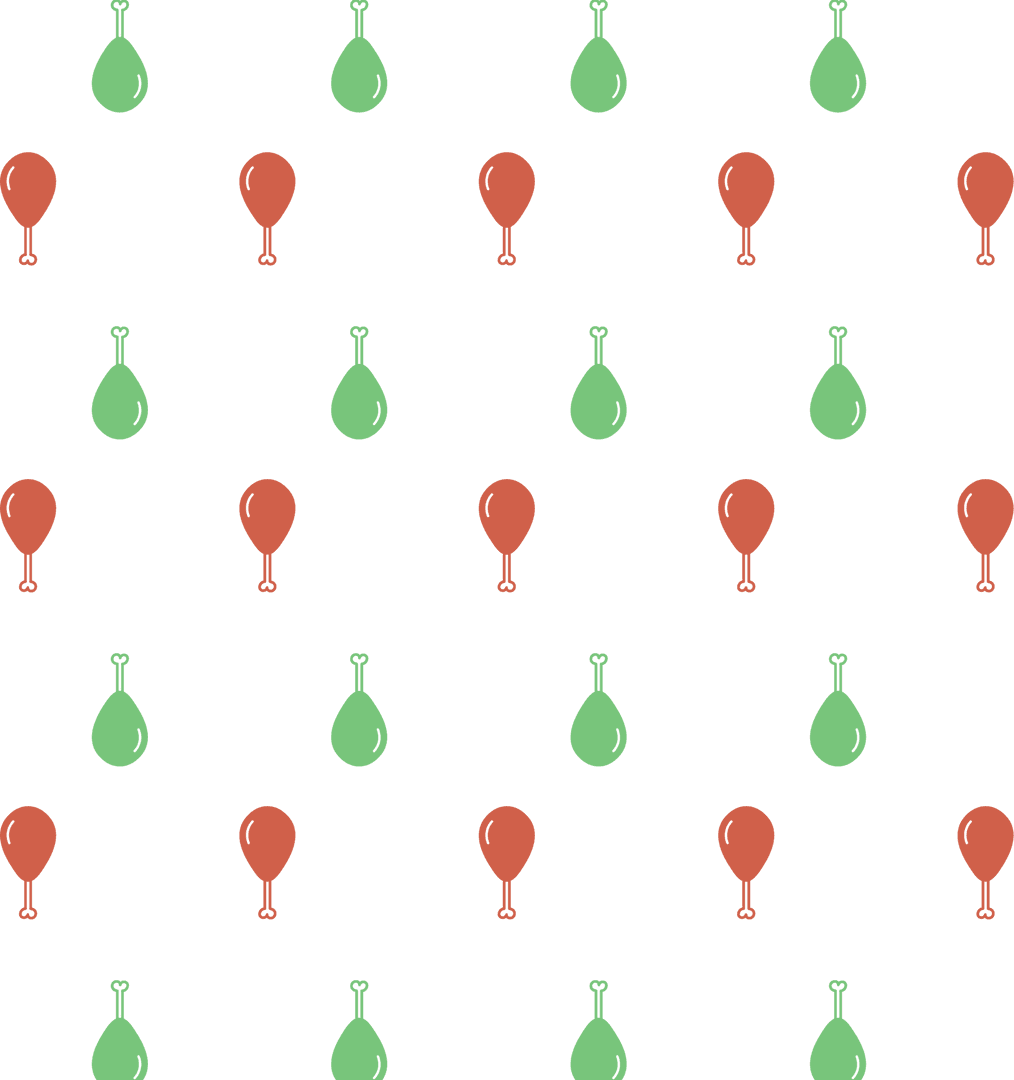 Colorful Chicken Leg Pattern on Transparent Background