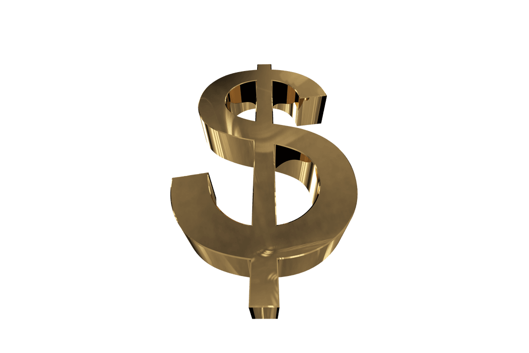 Gold Dollar Sign PNG on Transparent Background