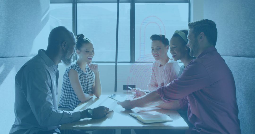 Business Meeting with Cybersecurity Concept in Office