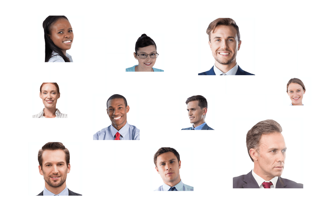 Diverse Business Team Connections on Transparent Background