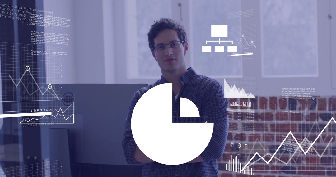 Businessman Analyzing Digital Data with Futuristic Graphics