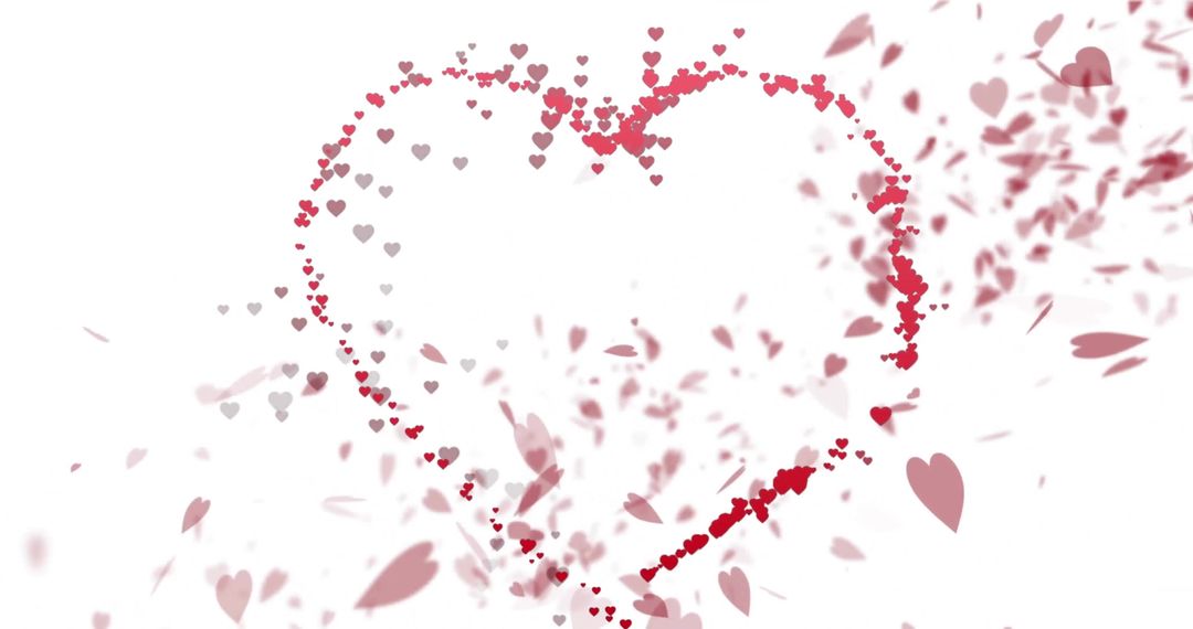 Floating Heart Elements on White Background for Valentine's Day