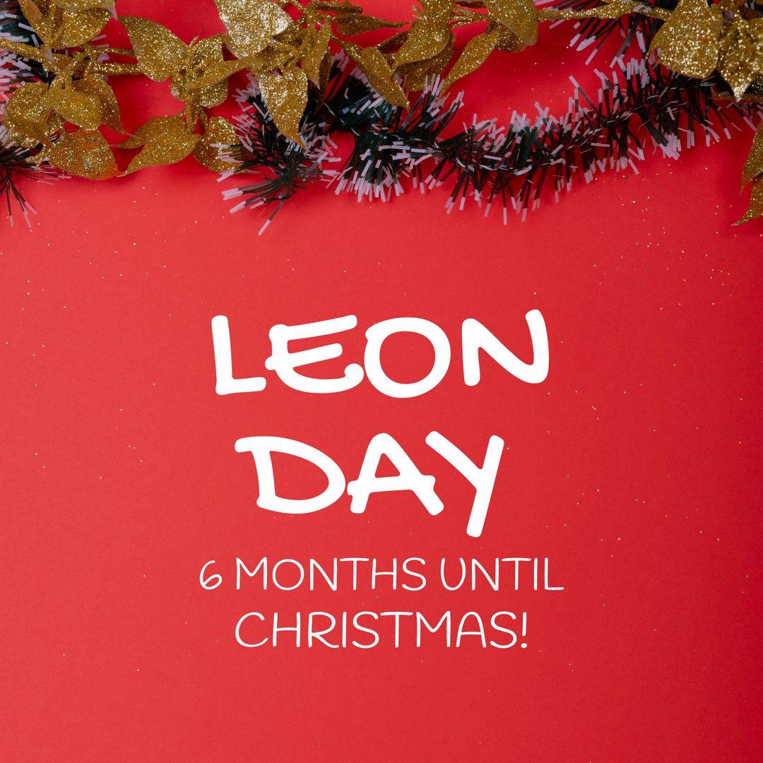 Festive Leon Day Announcement with Christmas Decor