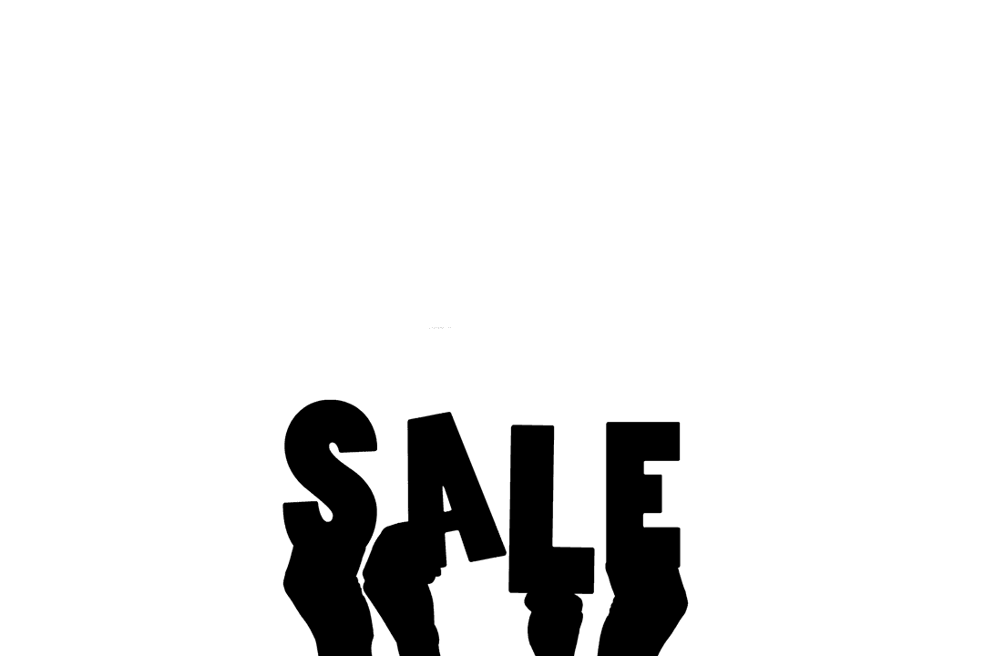 Transparent Text Sale Promotion Graphic with Hands Illustration