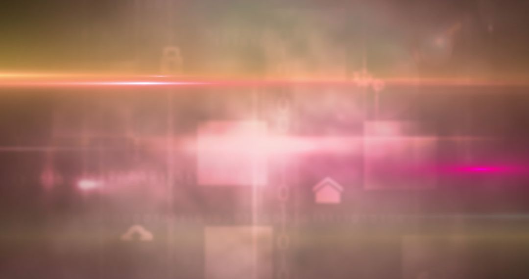 Abstract Digital Interface with Light Trails and Icons