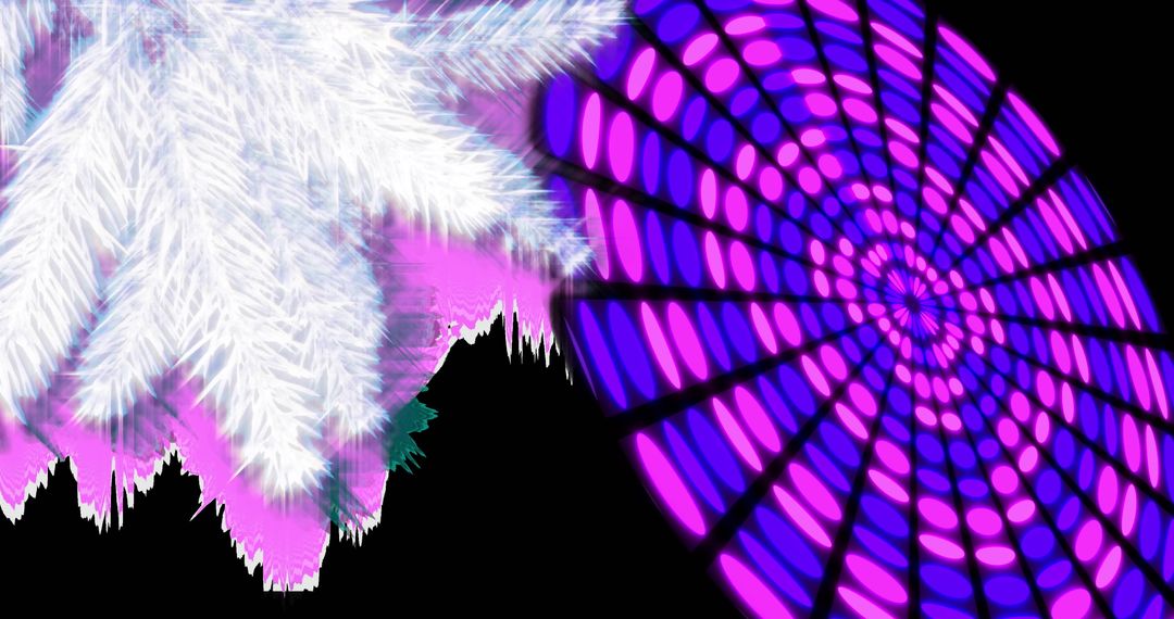 Vibrant Circle of Twinkling Lights with Christmas Fir Branch