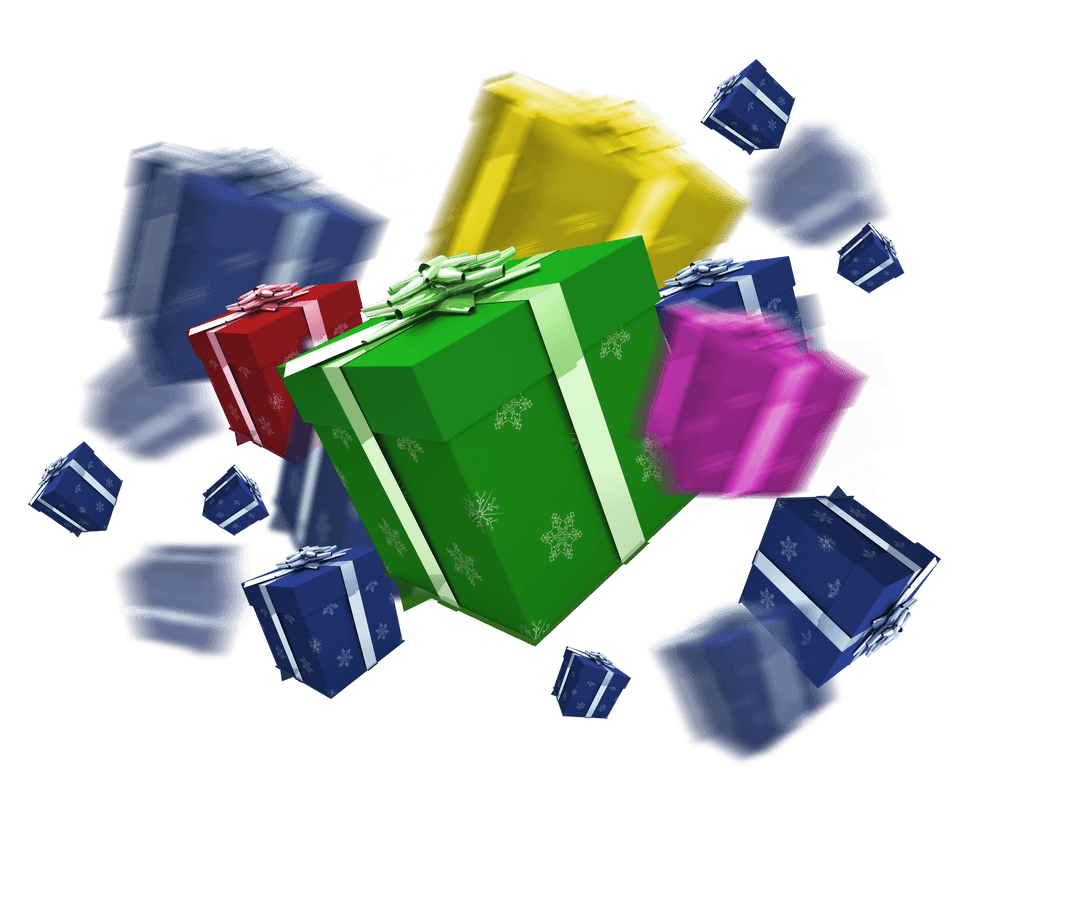 Floating Colorful Gift Boxes with Transparent Background