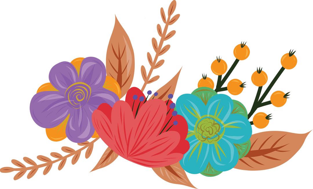 Colorful Floral Vector on Transparent Background for Nature Concepts