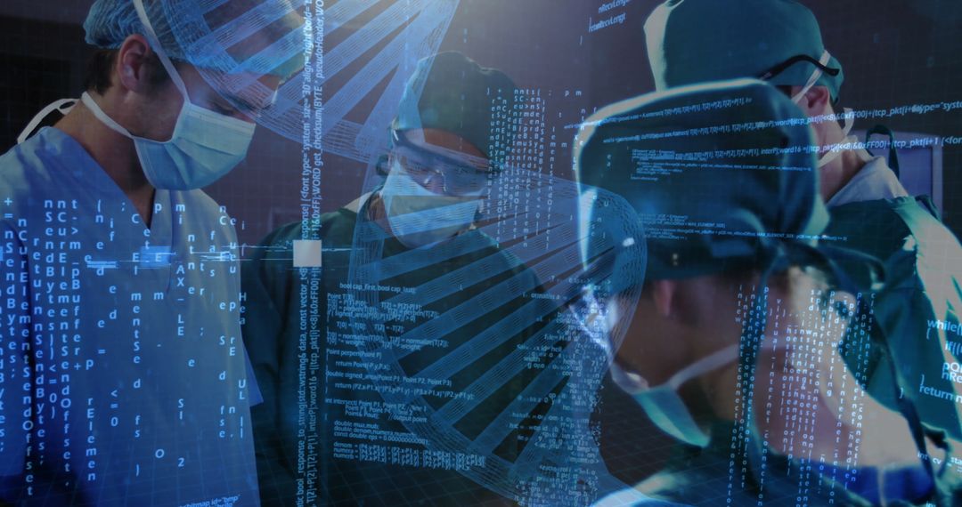 Medical Professionals with Digital Overlay in Operating Room