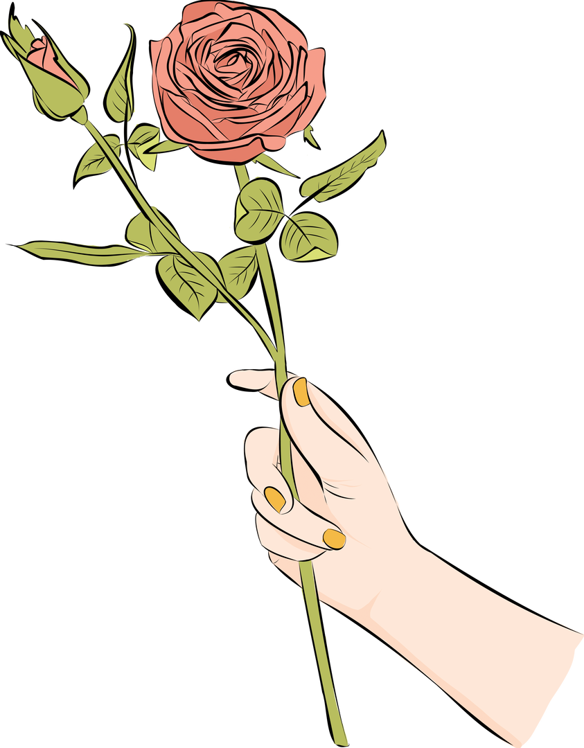 Digital Hand Holding Rose Clipart on Transparent Background - Download Free Stock Images Pikwizard.com