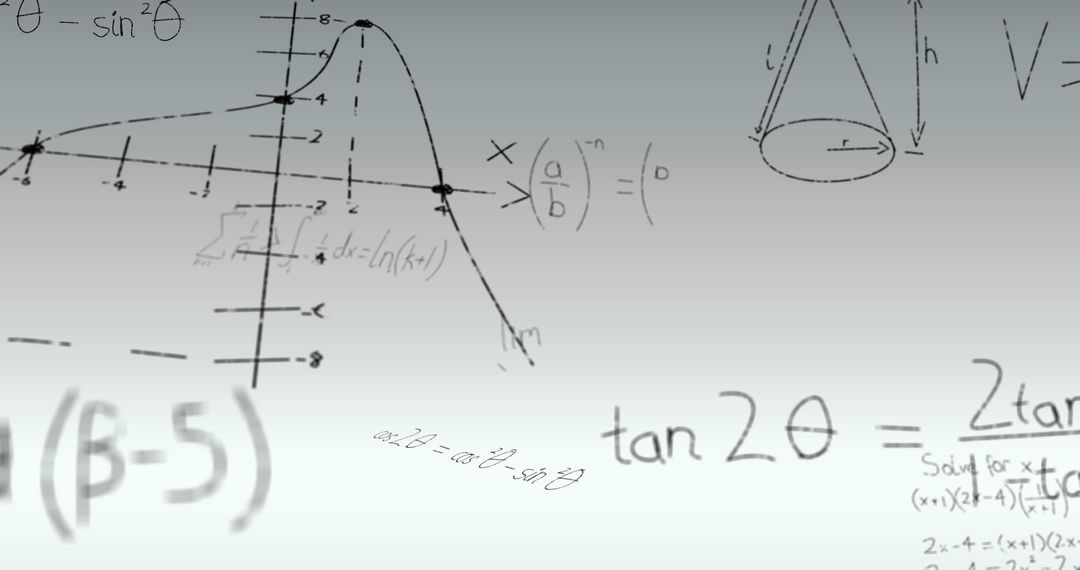 Mathematical Calculations and Graphs on Abstract Background