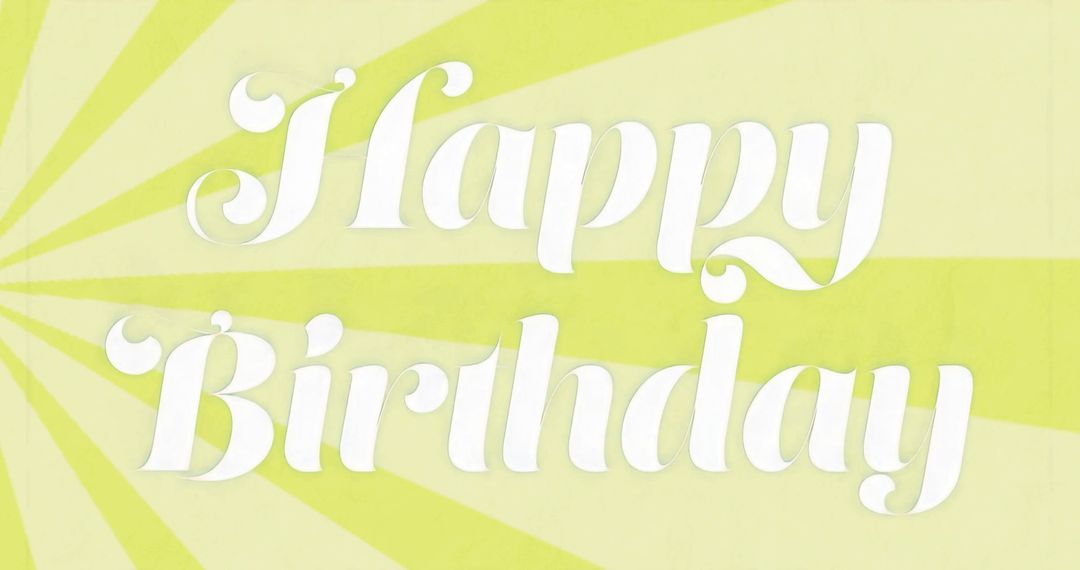 Cursive Happy Birthday Text with Lime Green Radial Burst