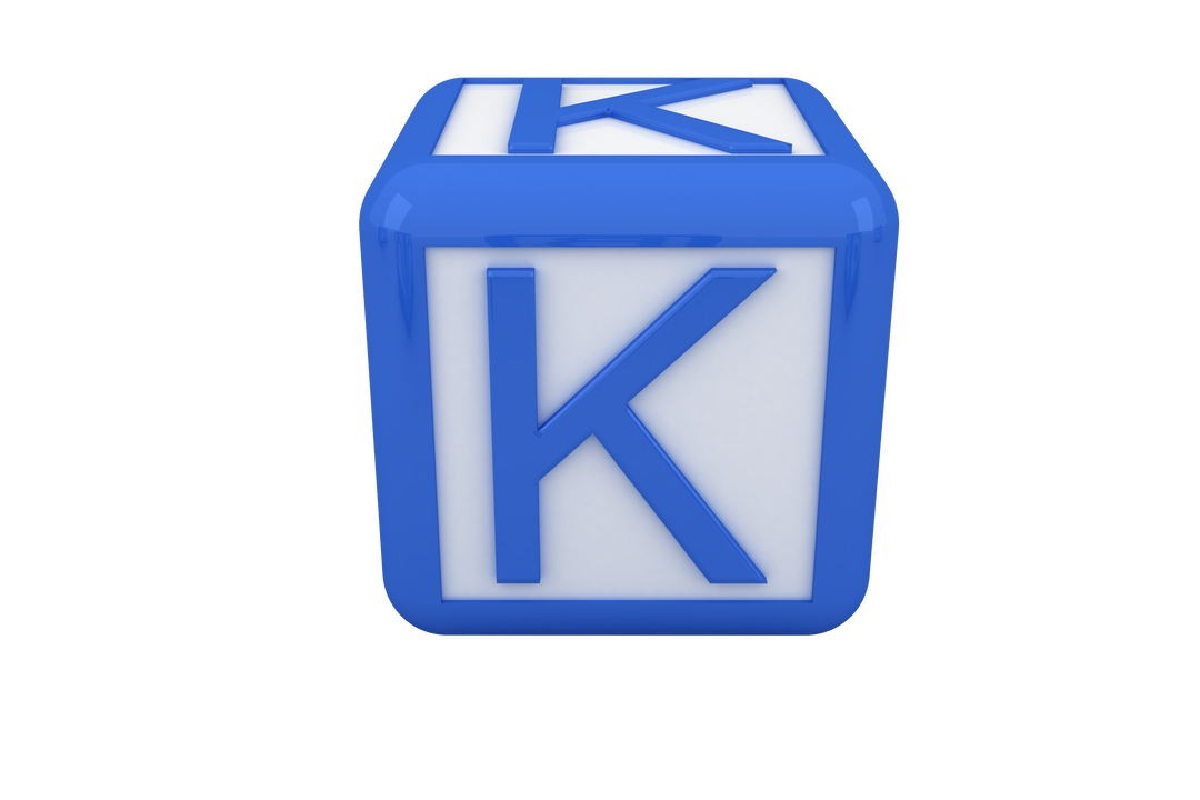 3D Rendered Blue-and-White Cube with Letter K on Transparent Background - Download Free Stock Images Pikwizard.com