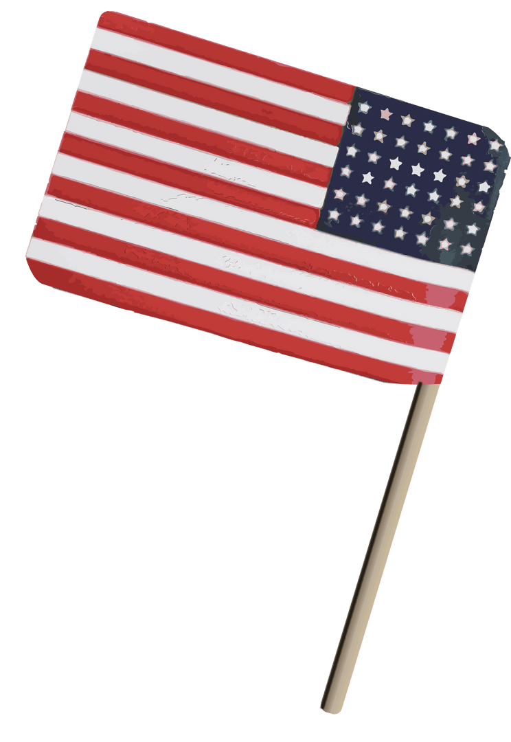 American Flag on Stick with Transparent Background for Patriotism