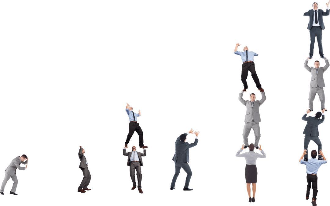 Dynamic Business Team Building on Transparent Background