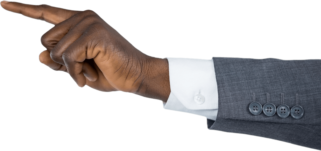 Transparent Black Businessman Pointing Hand Gesture