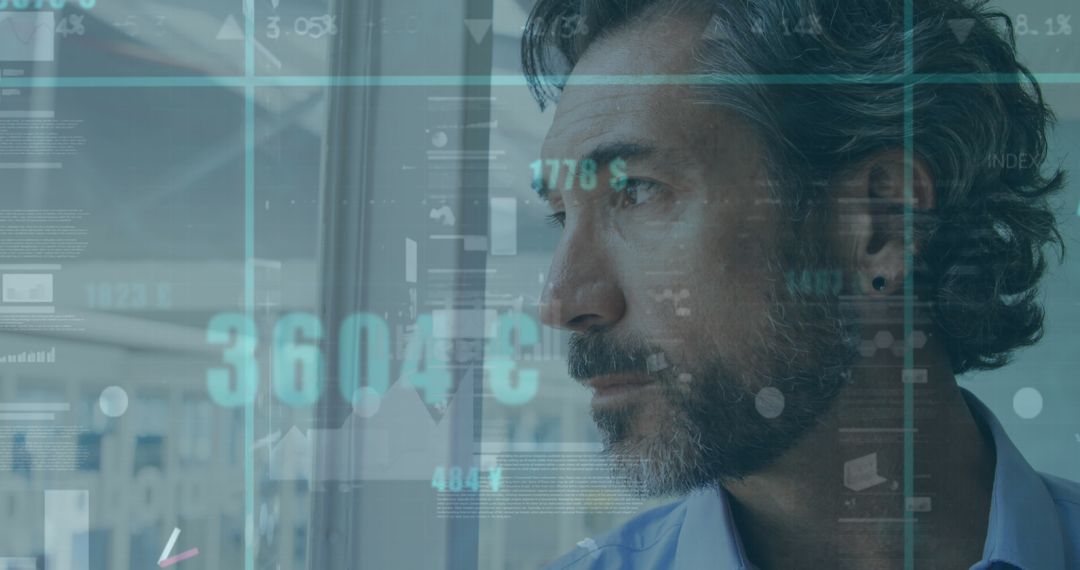 Businessman Analyzing Data Overlay