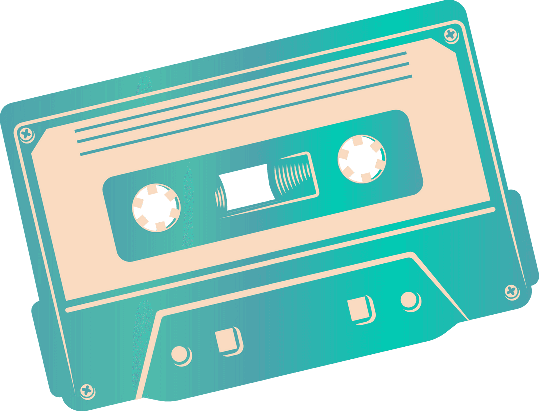 Retro Cassette Tape on Transparent Background Vintage Style