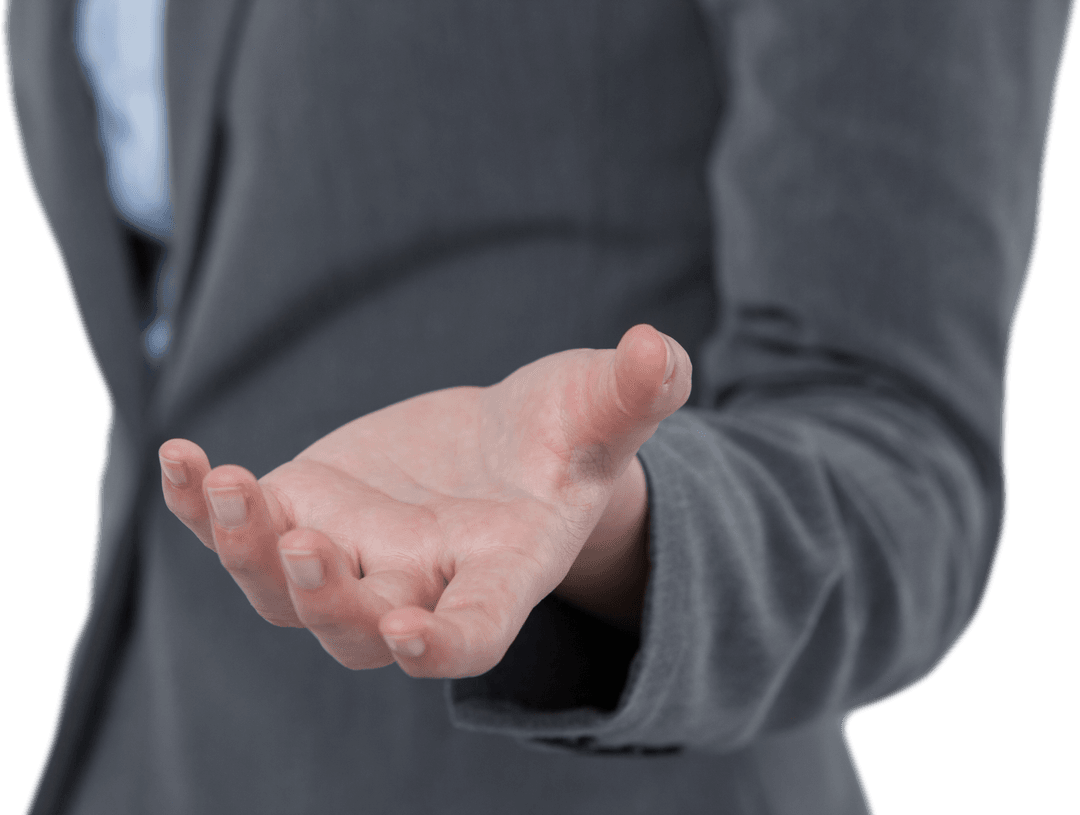 Transparent Businesswoman's Hand Offering with Open Palm