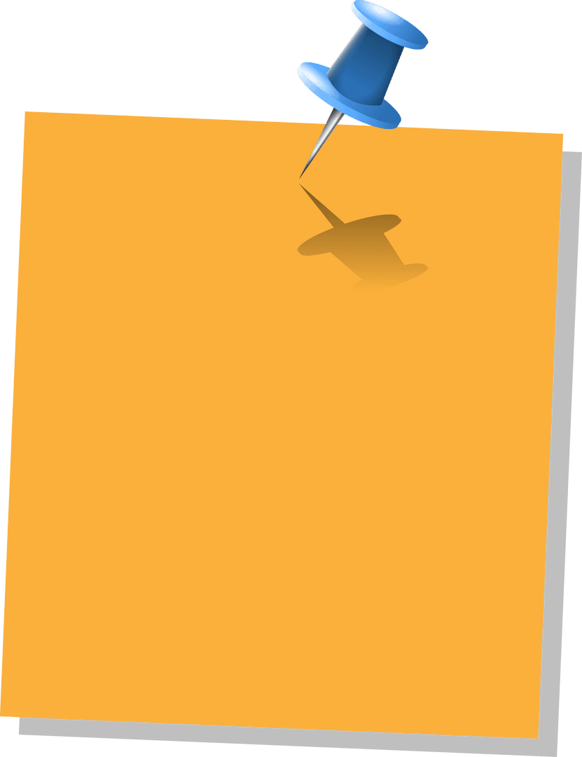 Transparent Sticky Note with Blue Push Pin on White Background