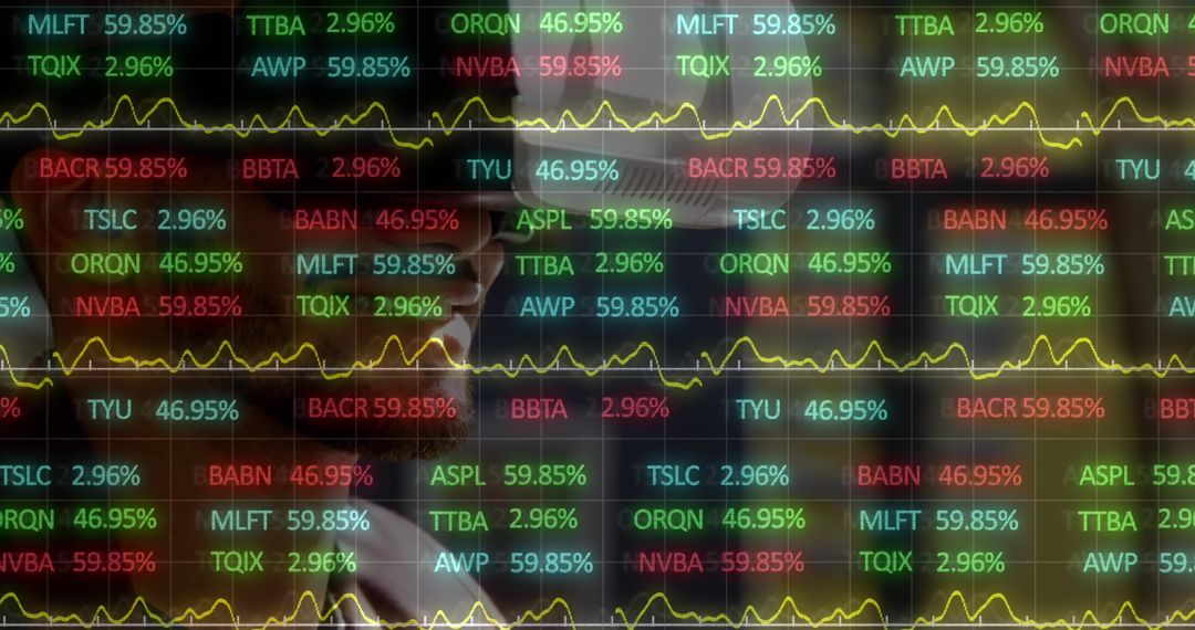 Businessman Analyzing Stock Market Data with VR Technology