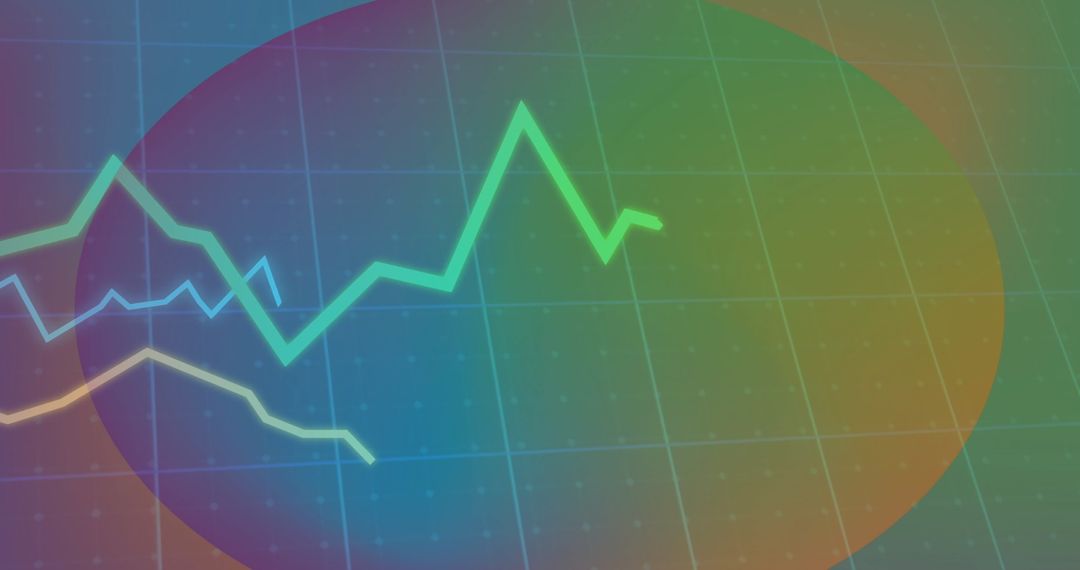 Abstract Digital Line Chart with Multicolored Gradient Overlay