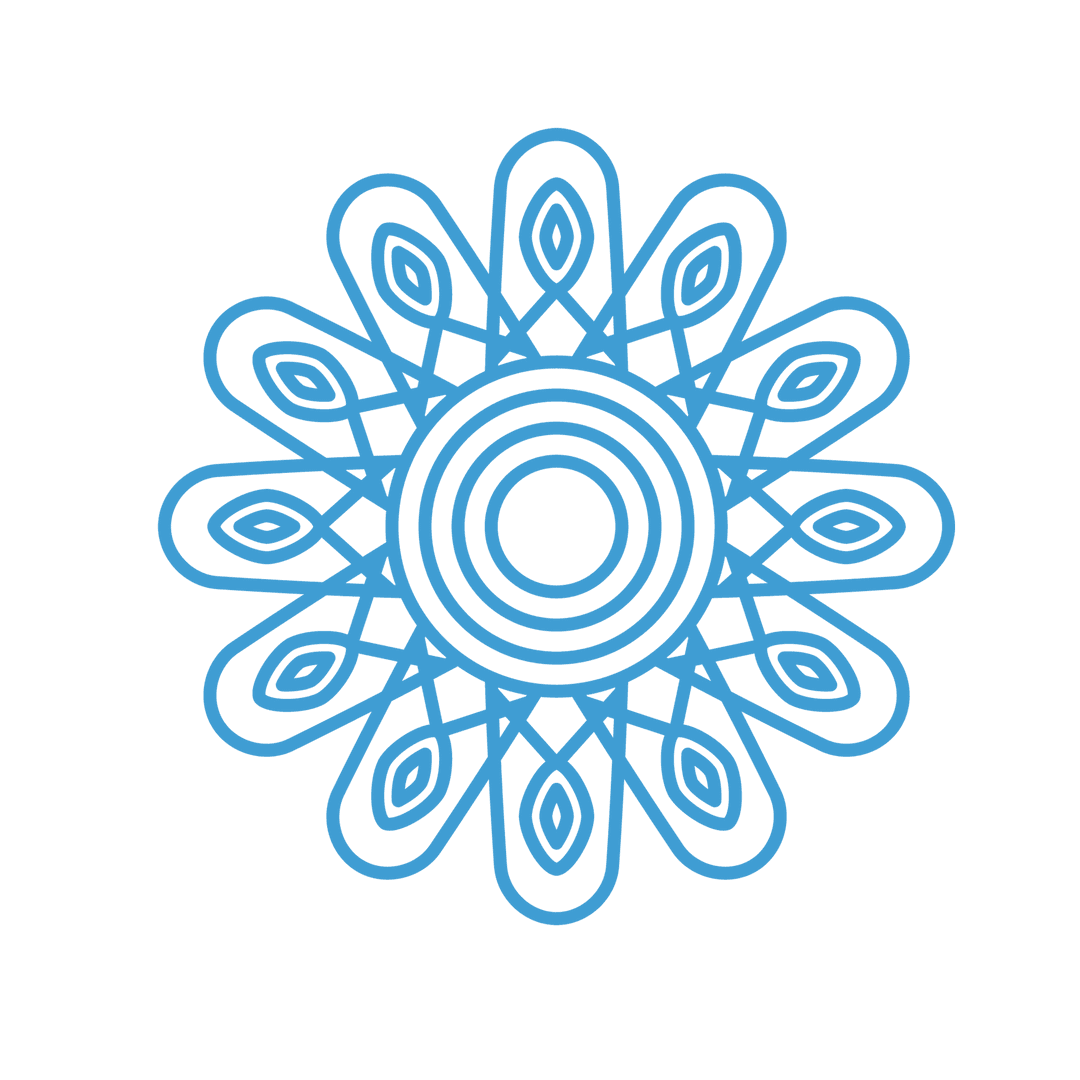 Geometric Blue Floral Pattern on Transparent Background