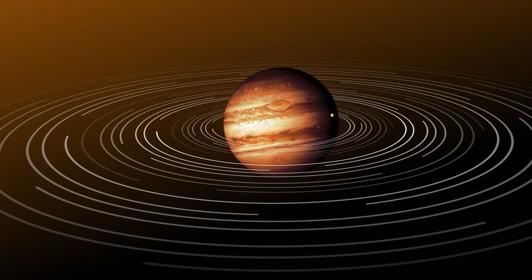 Jupiter with Abstract Rotating Rings in Space Art