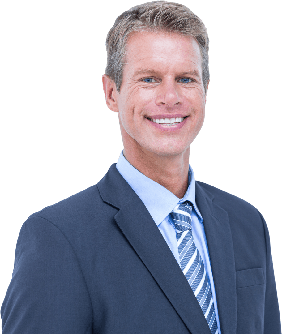 Professional Businessman Smiling in a Transparent Setting