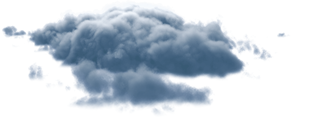 Blue Grey Fluffy Clouds on Transparent Background