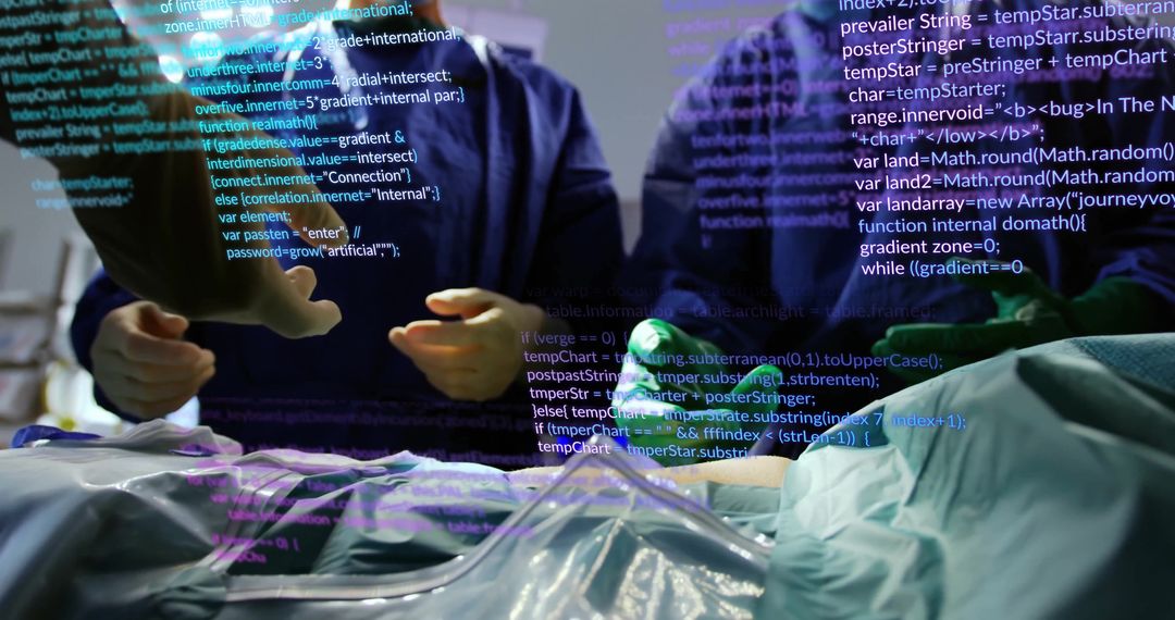 Surgeons Operating with Digital Interface Overlay
