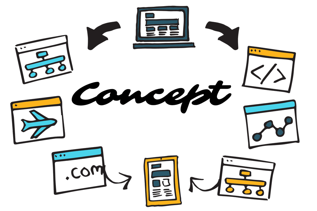 Transparent Digital Business Concept with Technical Icons