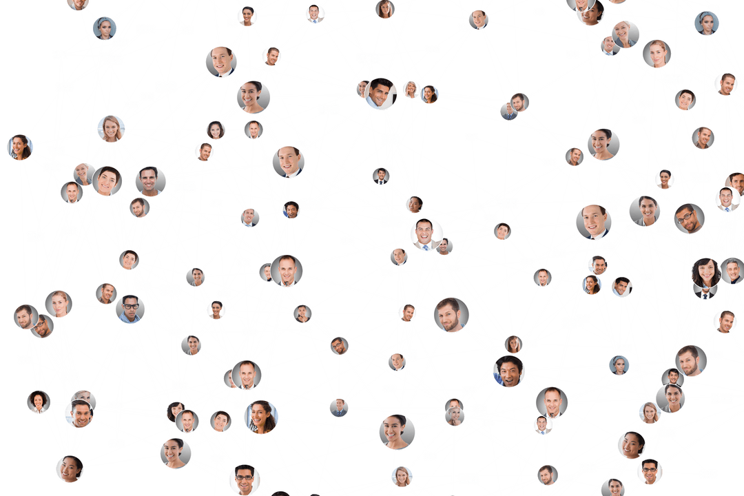 Transparent Social Network Connection Graphic with Diverse People