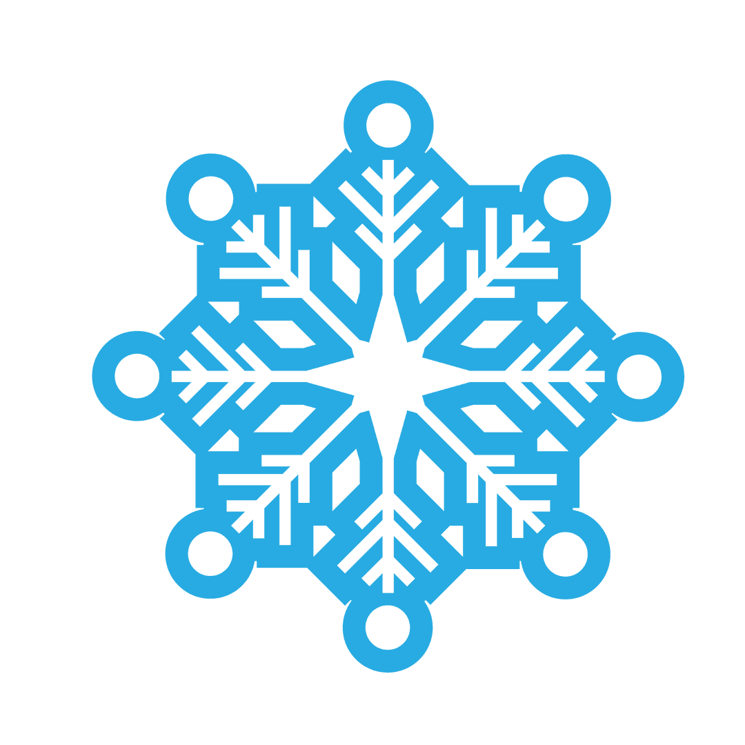 Transparent Digital Blue Snowflake Illustration for Seasonal Designs