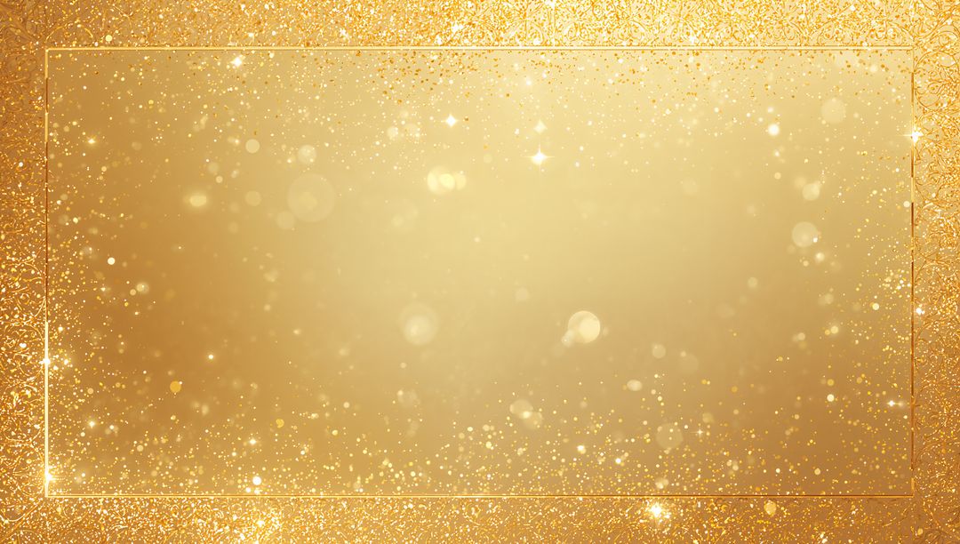 Golden Glitter Rectangular Frame Featuring Metallic Gradient Panel and Soft Bokeh Glow
