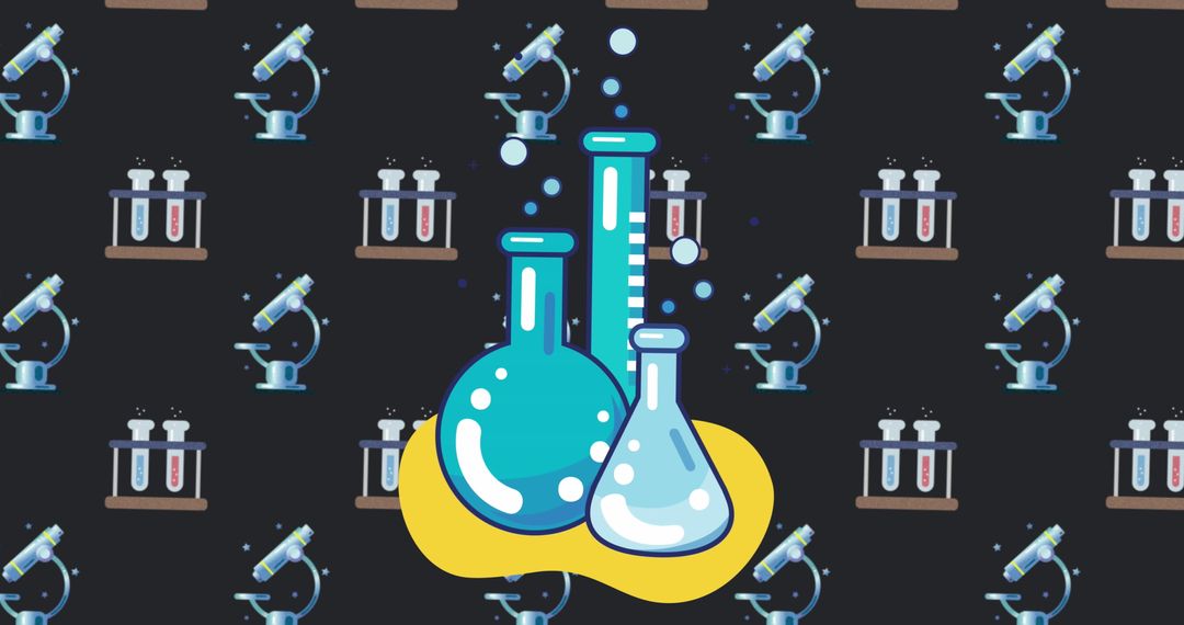 Educational Science Icons on Black Background for Digital Use