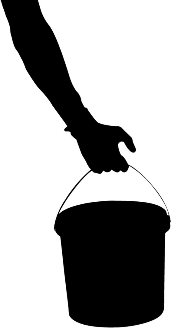 Silhouette of Hand Holding Gardening Bucket Transparent Background