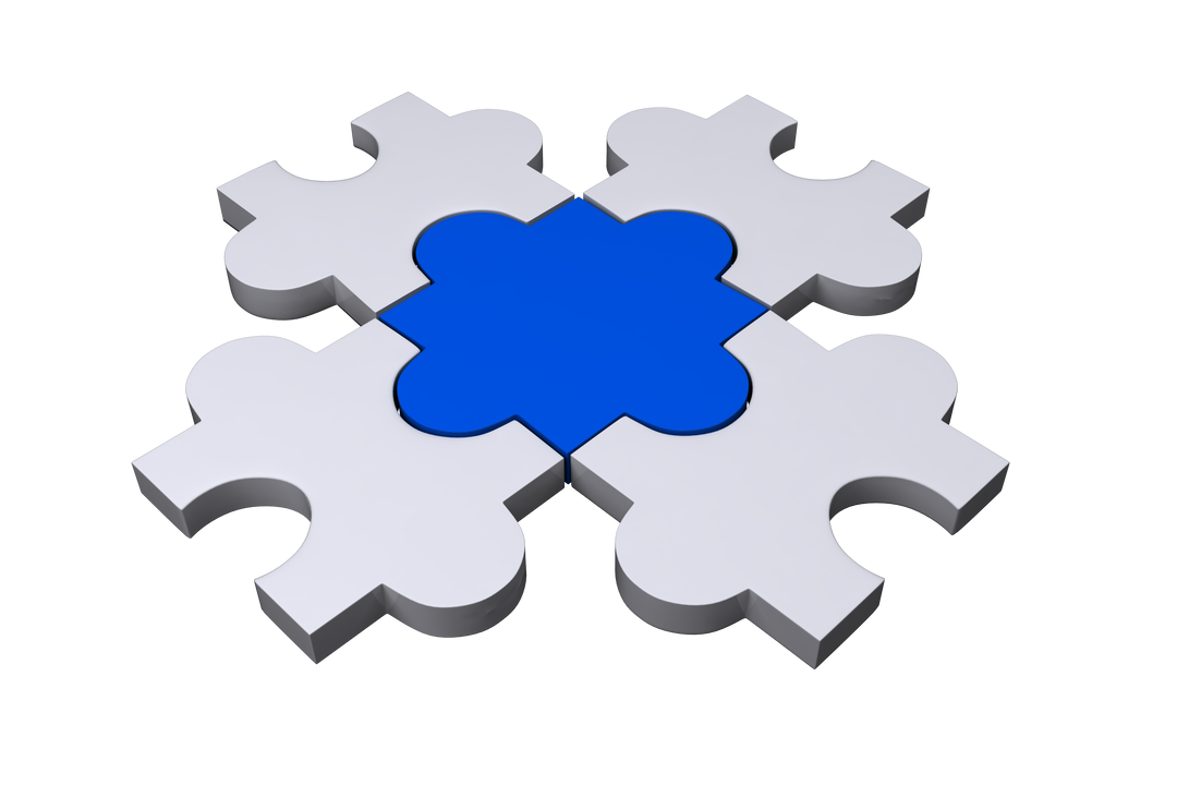 3D Blue Center Puzzle Pieces on Transparent Background - Download Free Stock Images Pikwizard.com