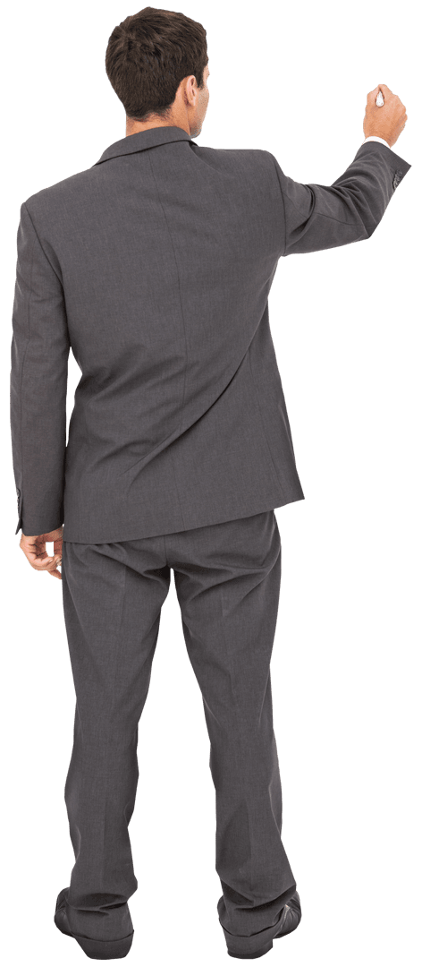 Transparent Back View of Businessman Writing with Marker