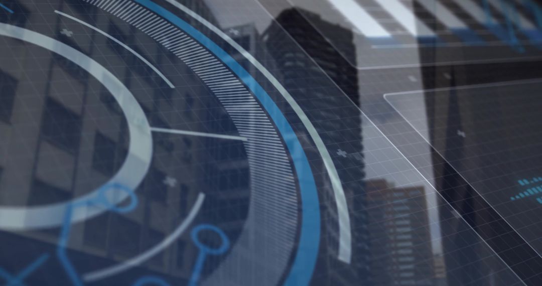 Futuristic HUD Interface Over Urban Skyline