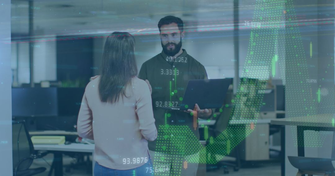 Team Discussion on Financial Data Using Innovative Digital Technology