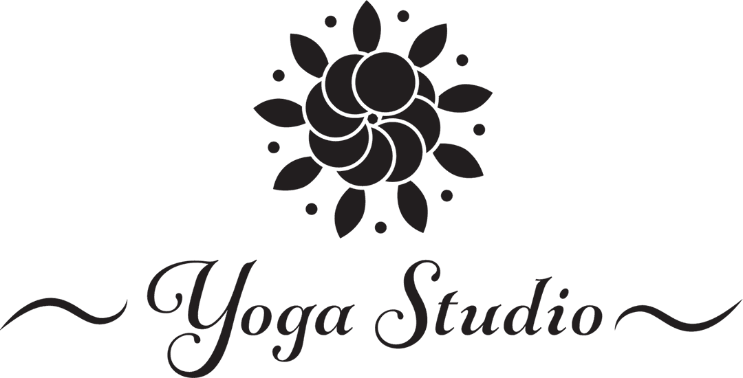 Elegant Yoga Studio Logo with Floral Design on Transparent Background
