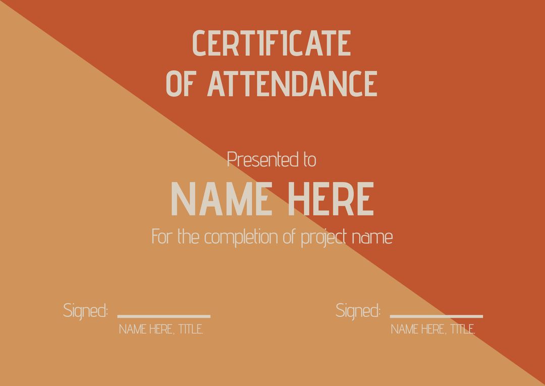 Warm Gradient Certificate Template for Attendance and Project Completion - Download Free Stock Templates Pikwizard.com