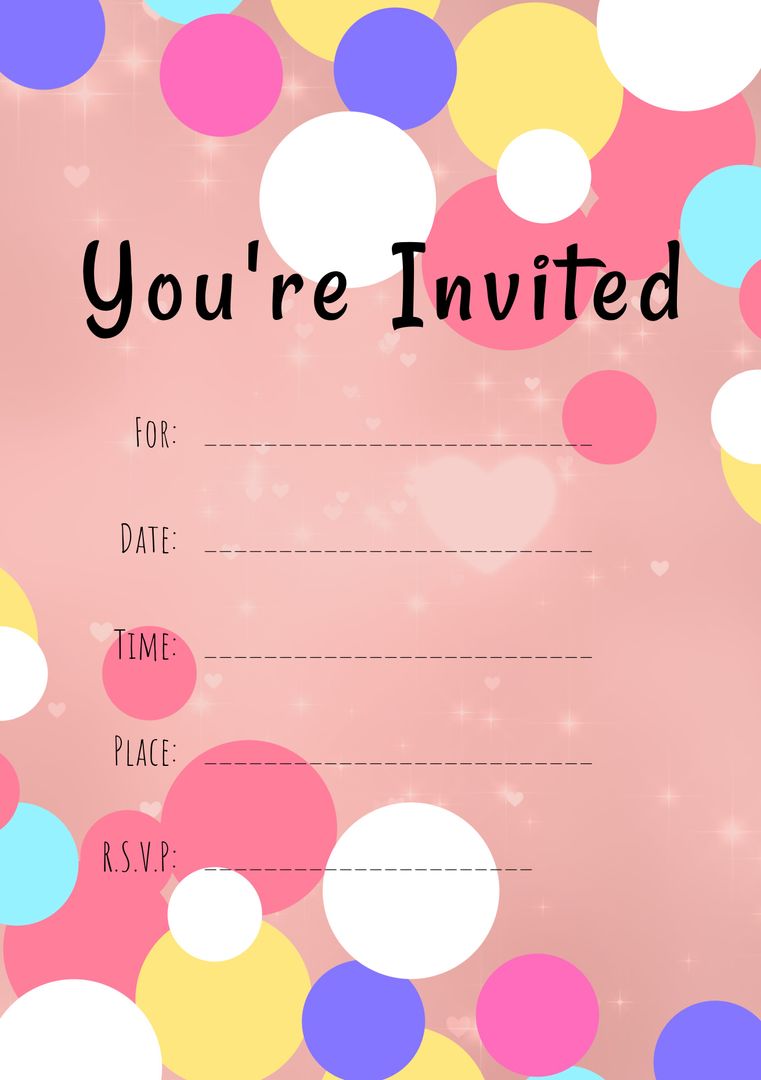 Colorful and Joyful Customizable Invitation Template with Heart and Dot Pattern - Download Free Stock Templates Pikwizard.com