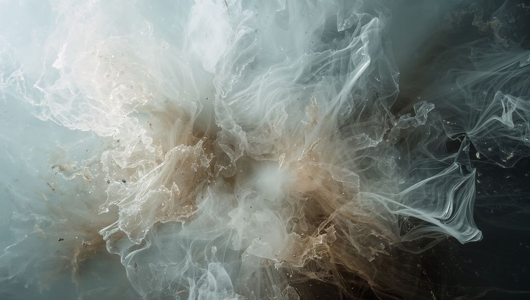 Translucent Nebula Swirling and Diffusing Beige Teal Ink Waves in Liquid