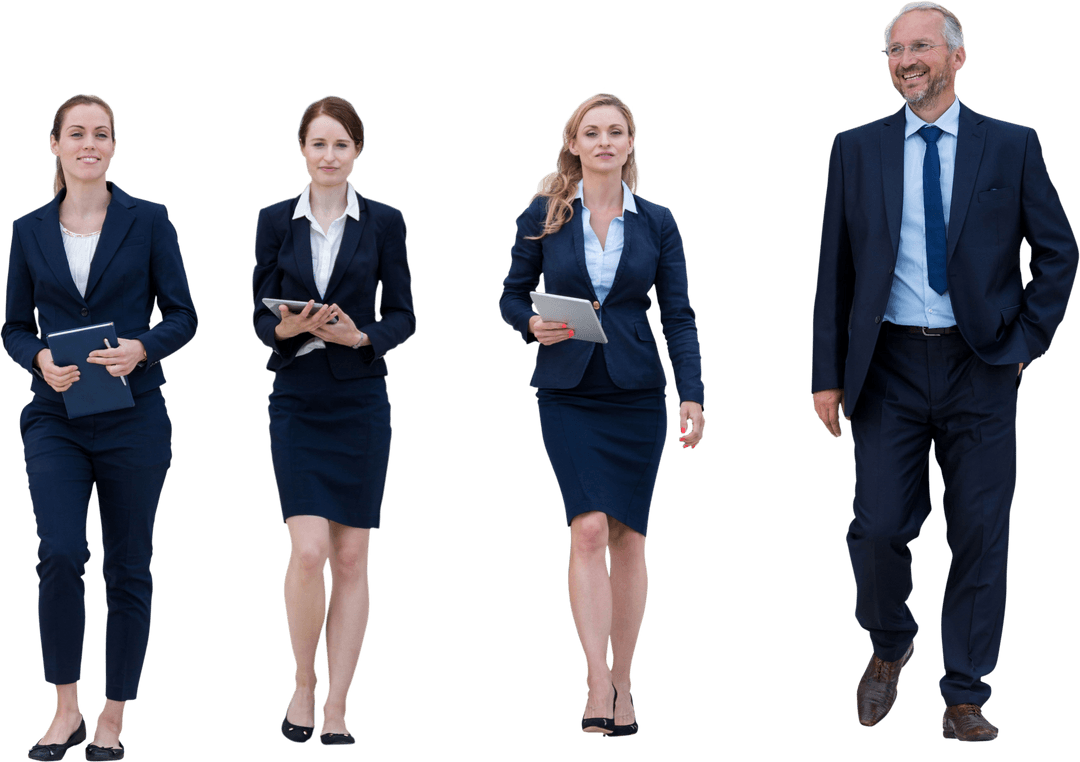 Business Team Walks Together Transparent Background