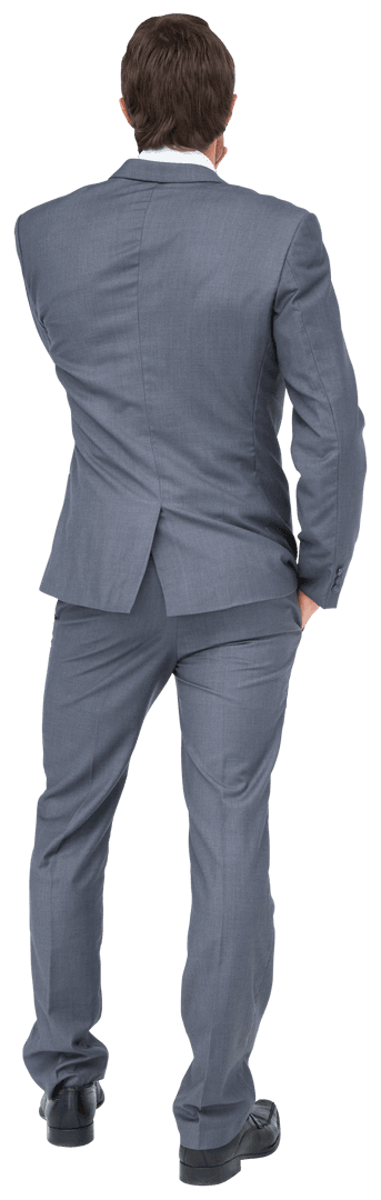 Rear View of Businessman on Transparent Background, Professional Concept
