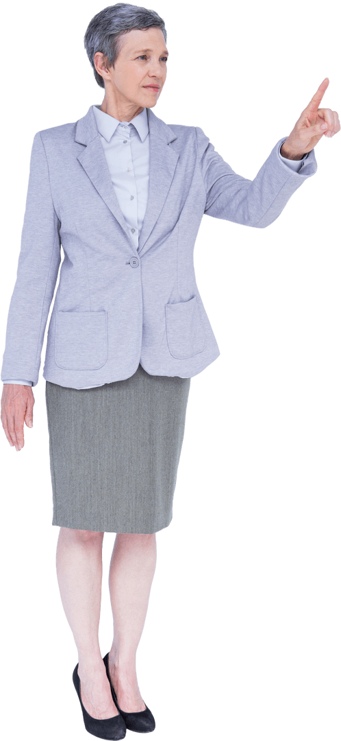 Confident Businesswoman Pointing Forward on Transparent Background