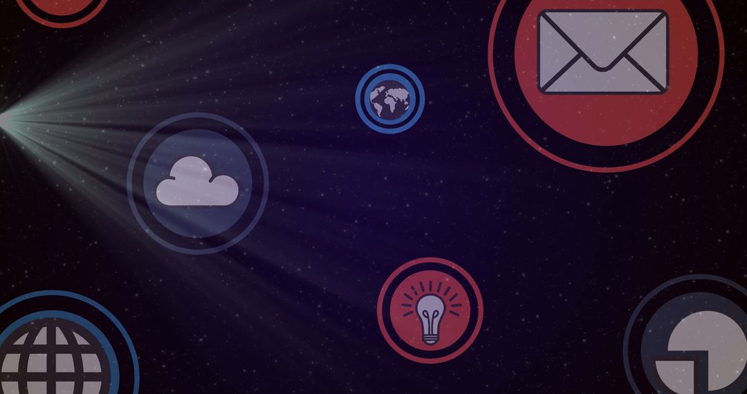 Digital Interface with Social Media and Communication Icons